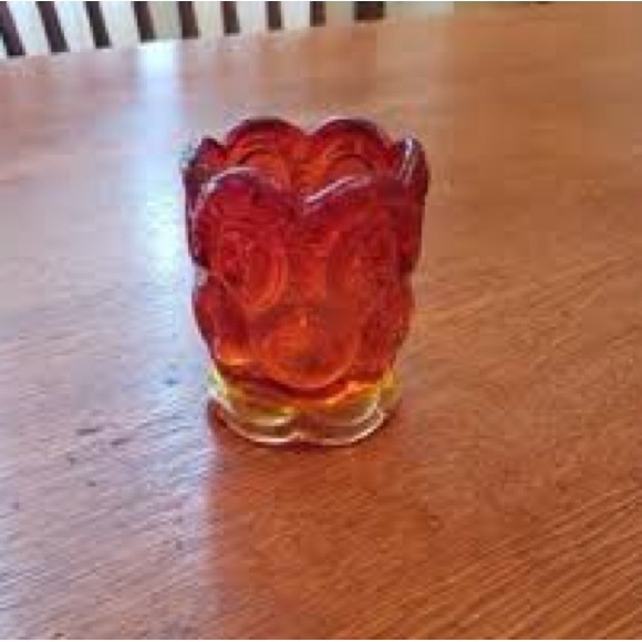 Vintage L.E. Smith Moon And Stars  Amberina Toothpick Holder - Picture 3 of 3